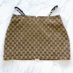 NWT GUCCI VAULT X PALACE MONOGRAM CRYSTAL G-STRING MINI SKIRT $2250 IT 36